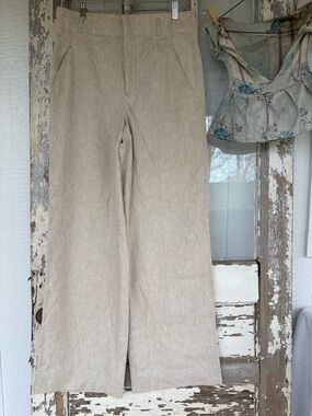Zara Beige Wide-Leg High Rise Pants Size Large